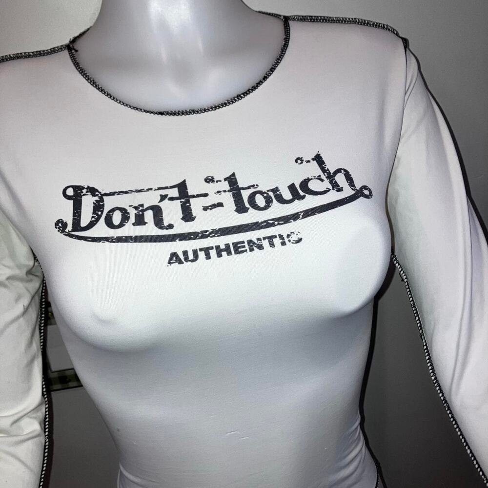 Vintage 90s y2k long sleeve "Don't touch" graphic tee - Picture 4 of 8